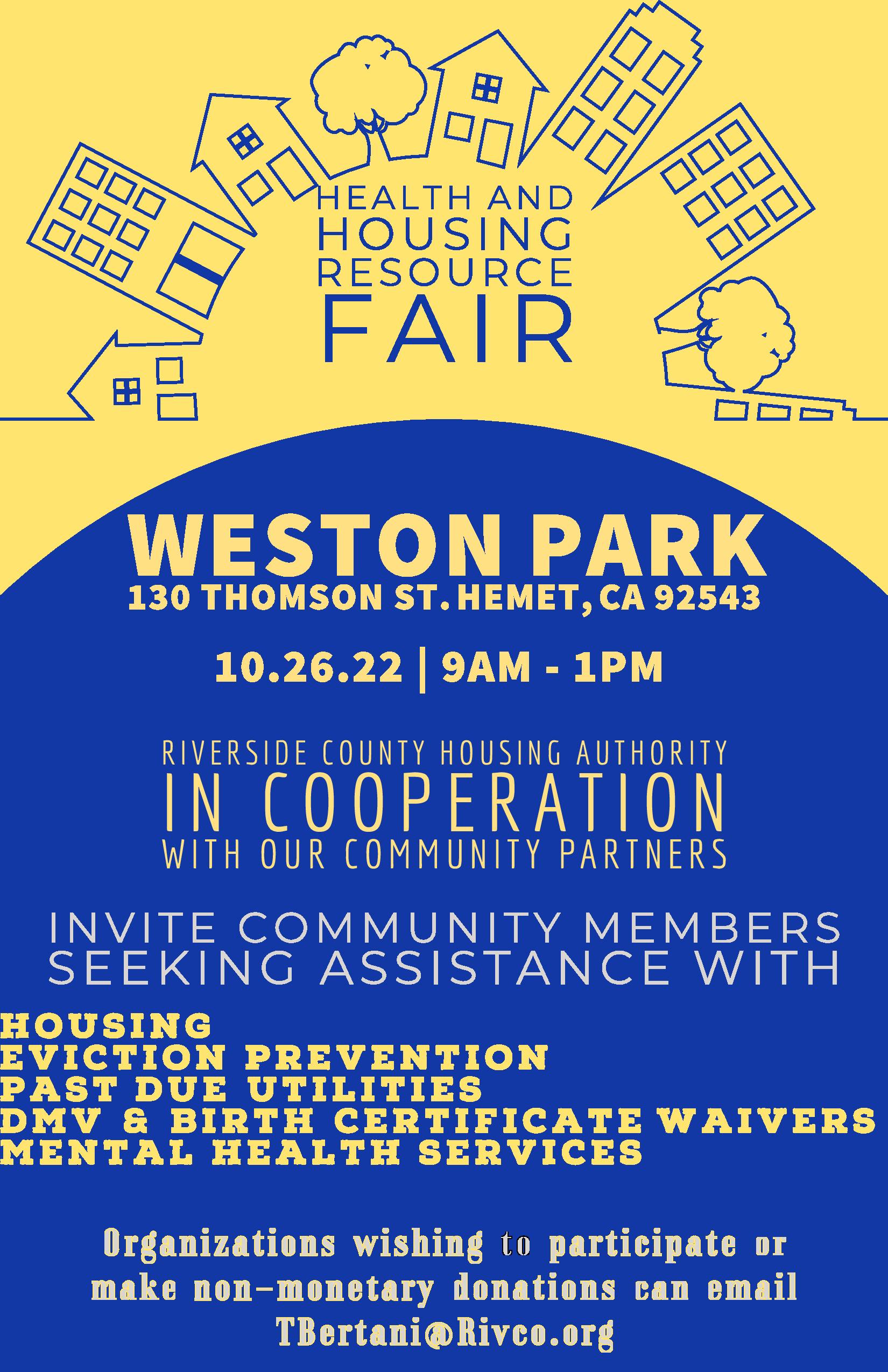 Health and Housing Resource Fair Riverside University Health System